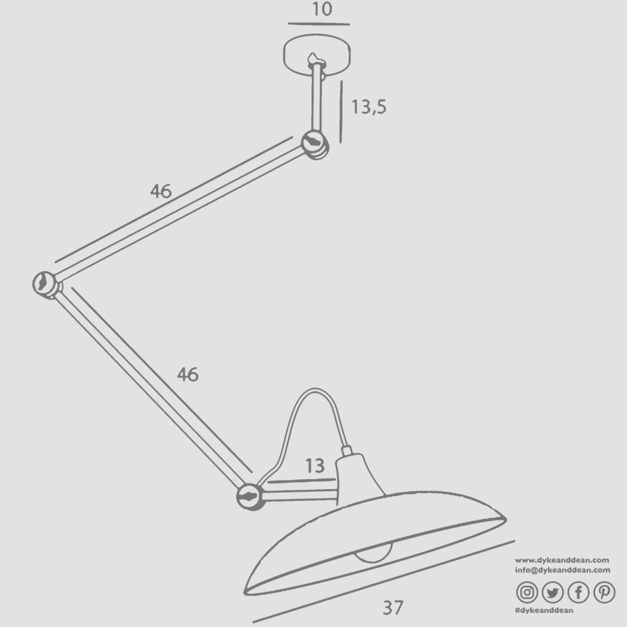 CANTILEVER ADJUSTABLE WALL CEILING LIGHT MELOS BLACK GOLD
