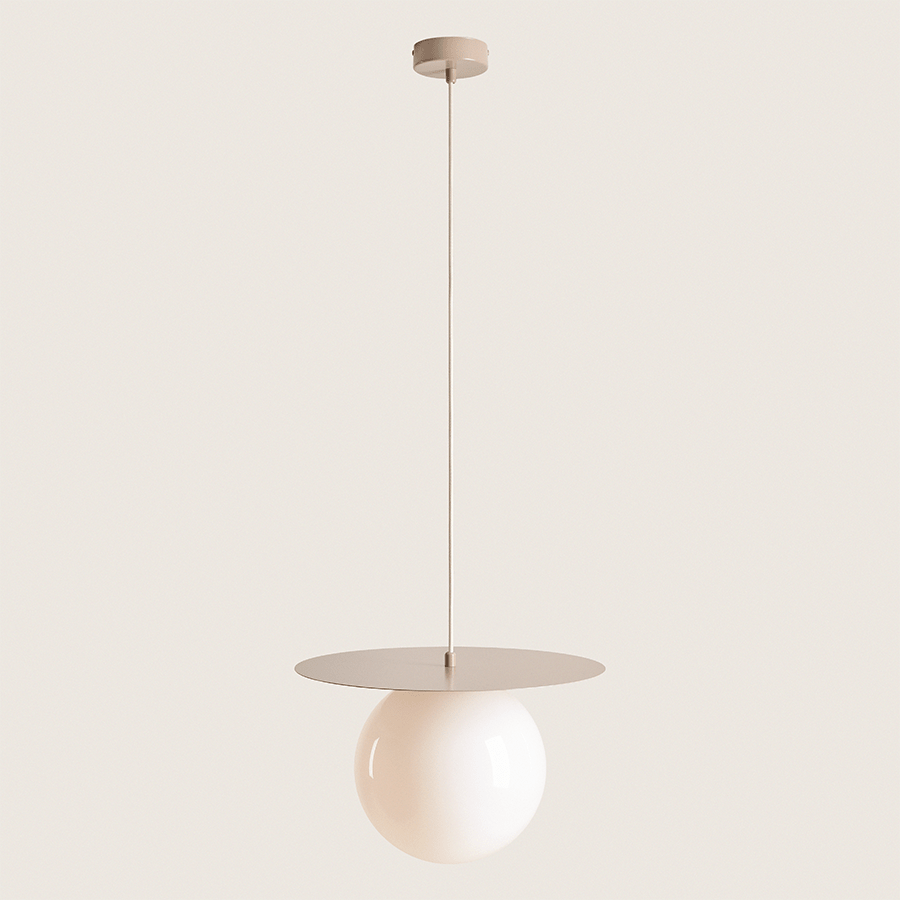 DISC GLOBE HANGING PENDANT LIGHT BEIGE LARGE - DYKE & DEAN