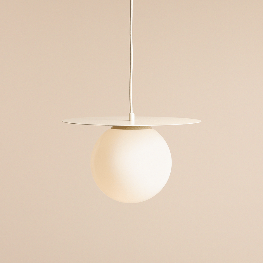 DISC GLOBE HANGING PENDANT LIGHT CREAM MEDIUM - DYKE & DEAN