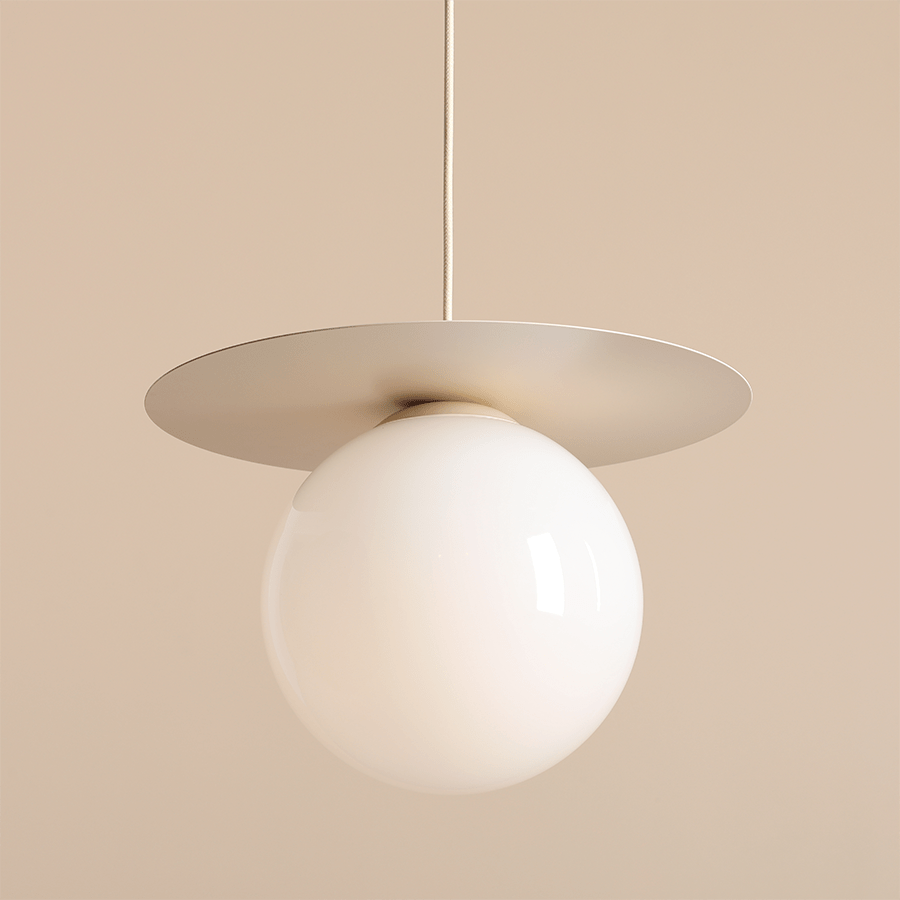 DISC GLOBE HANGING PENDANT LIGHT CREAM MEDIUM - DYKE & DEAN