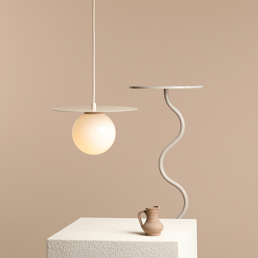 DISC GLOBE HANGING PENDANT LIGHT CREAM SMALL - DYKE & DEAN