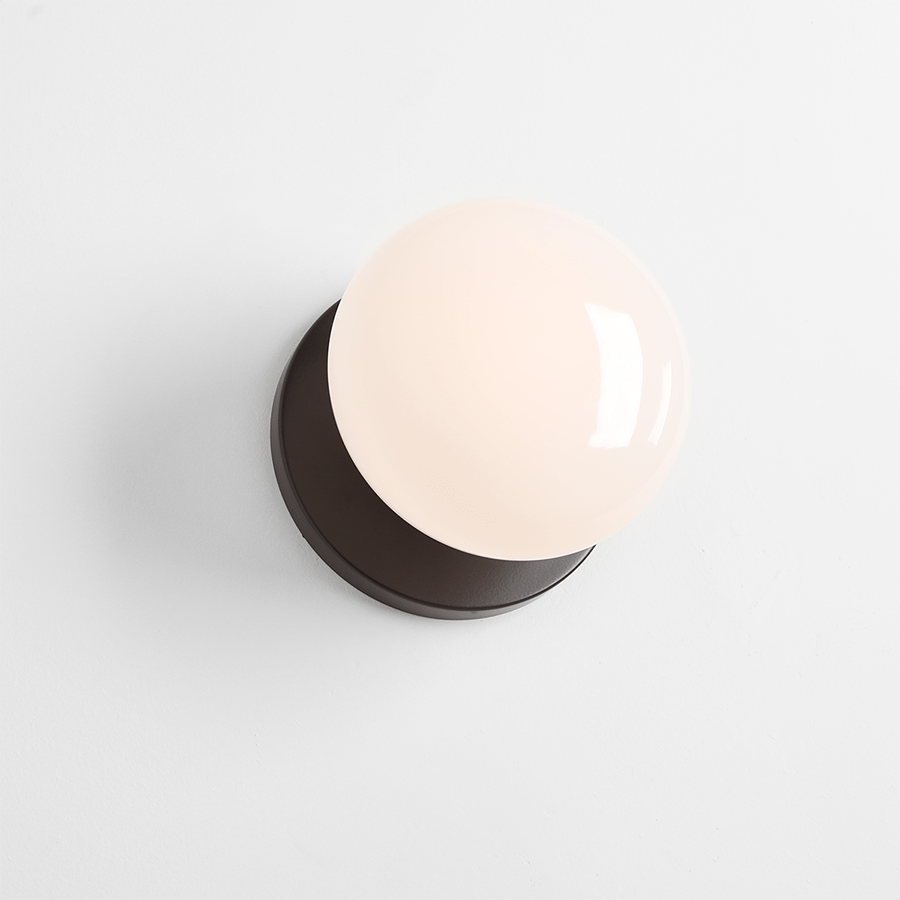 FLO OPAL GLASS ORB SWITCH WALL LIGHT MOKKA - DYKE & DEAN