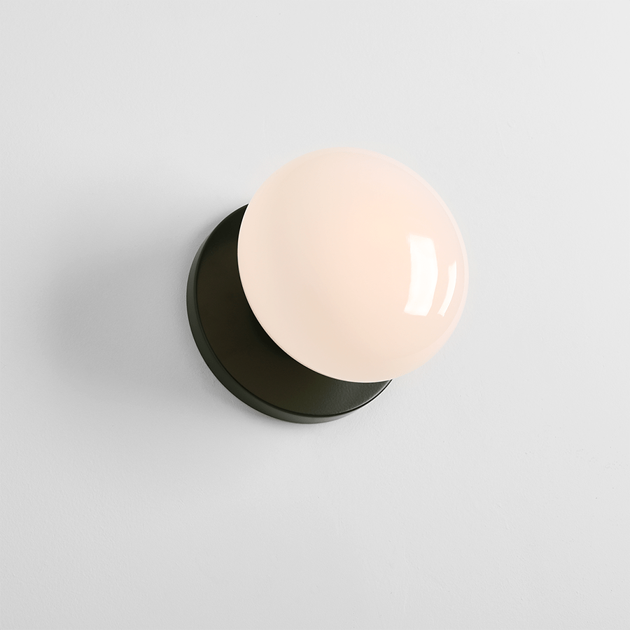 FLO OPAL GLASS ORB SWITCH WALL LIGHT MOSS GREEN - DYKE & DEAN