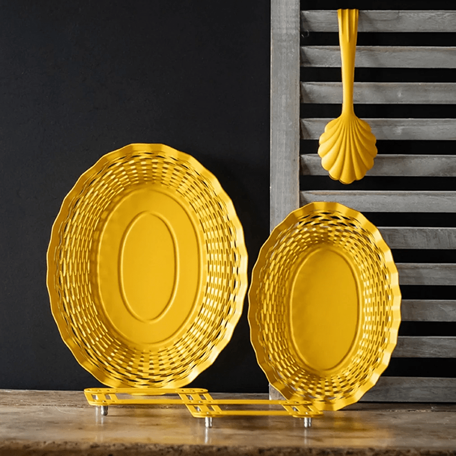 FRENCH EXPANDED OVAL SERVING BASKET YELLOW - DYKE & DEAN