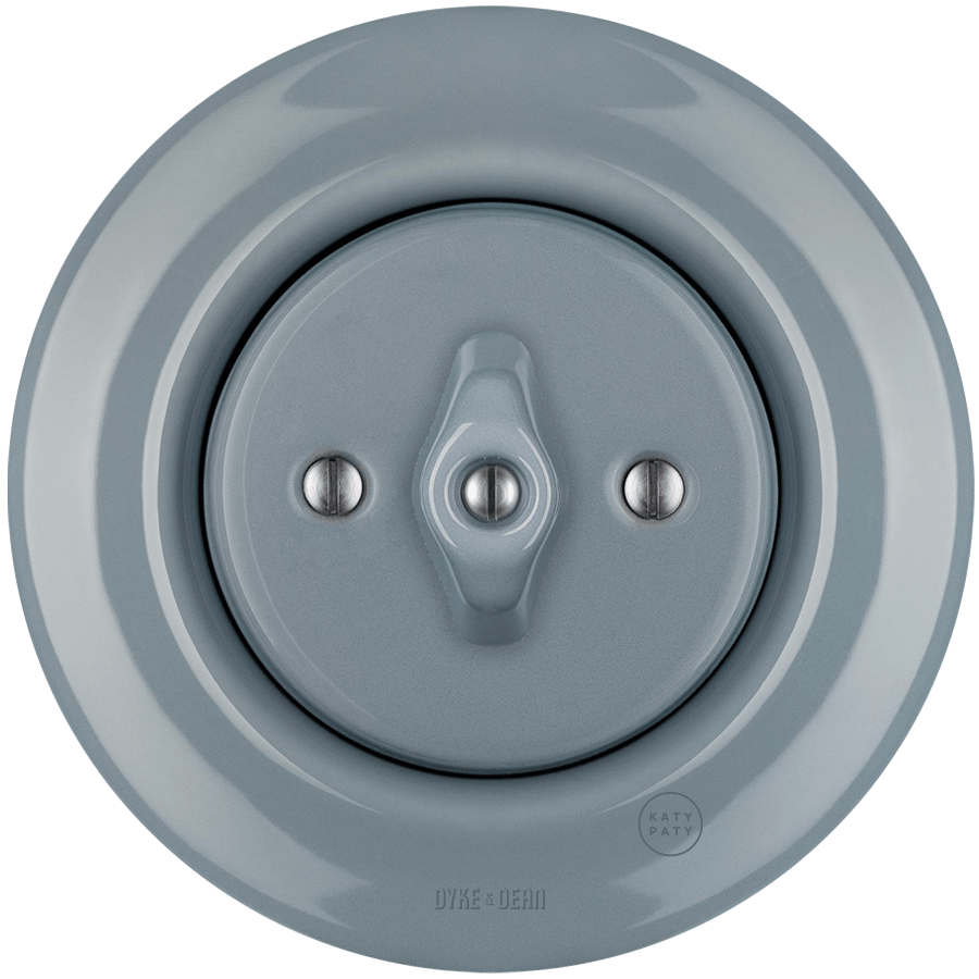 PORCELAIN WALL LIGHT SWITCH ASH GREY ROTARY - DYKE & DEAN