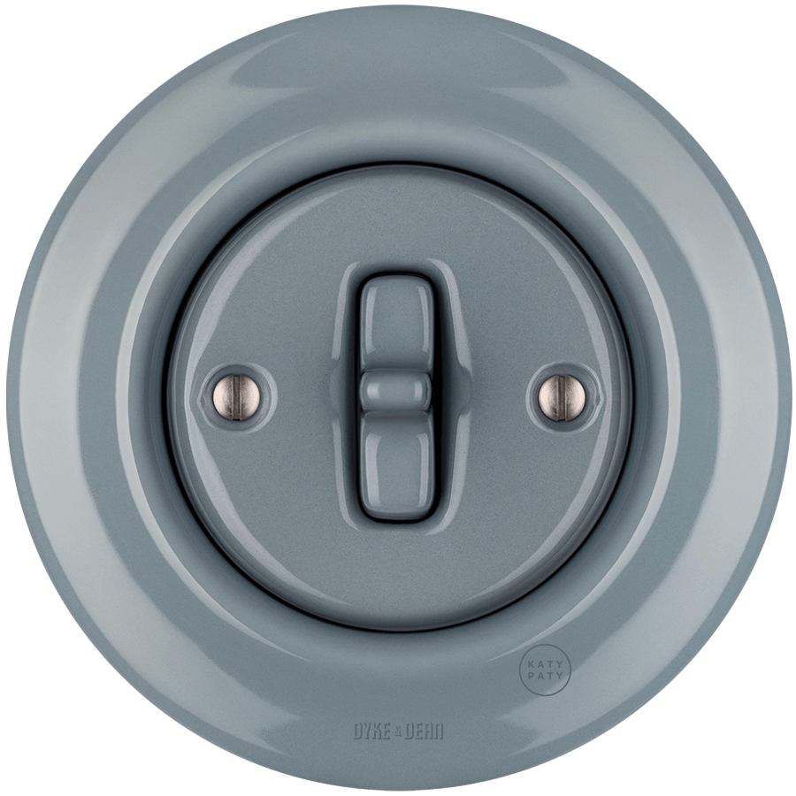 PORCELAIN WALL LIGHT SWITCH ASH GREY TOGGLE - DYKE & DEAN