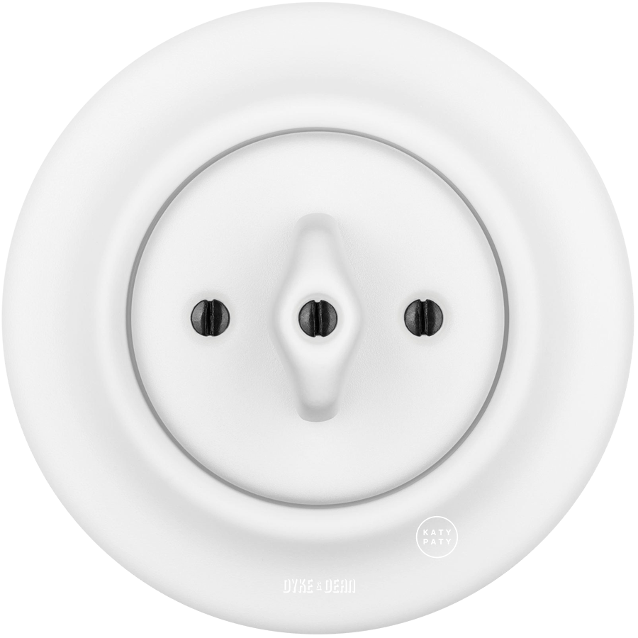 PORCELAIN WALL LIGHT SWITCH ROTARY MATT WHITE - DYKE & DEAN