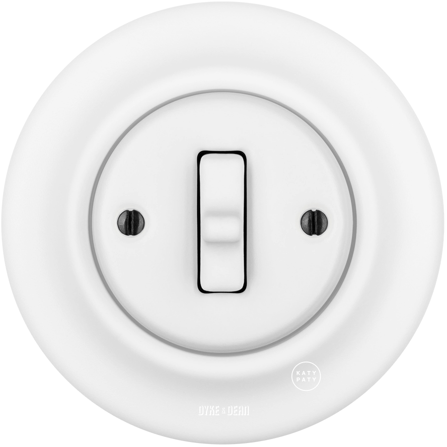 PORCELAIN WALL TOGGLE LIGHT SWITCH MATT WHITE - DYKE & DEAN
