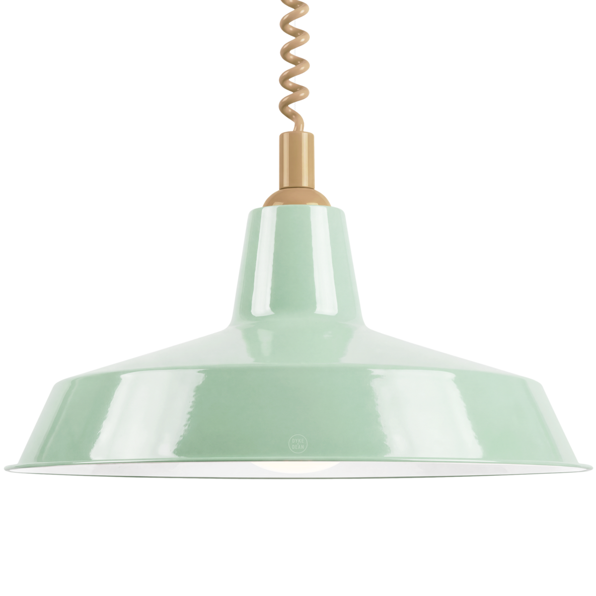 DYKE & DEAN PENDANT LAMPSHADE MINT GREEN WITH RETRACTABLE SPRING