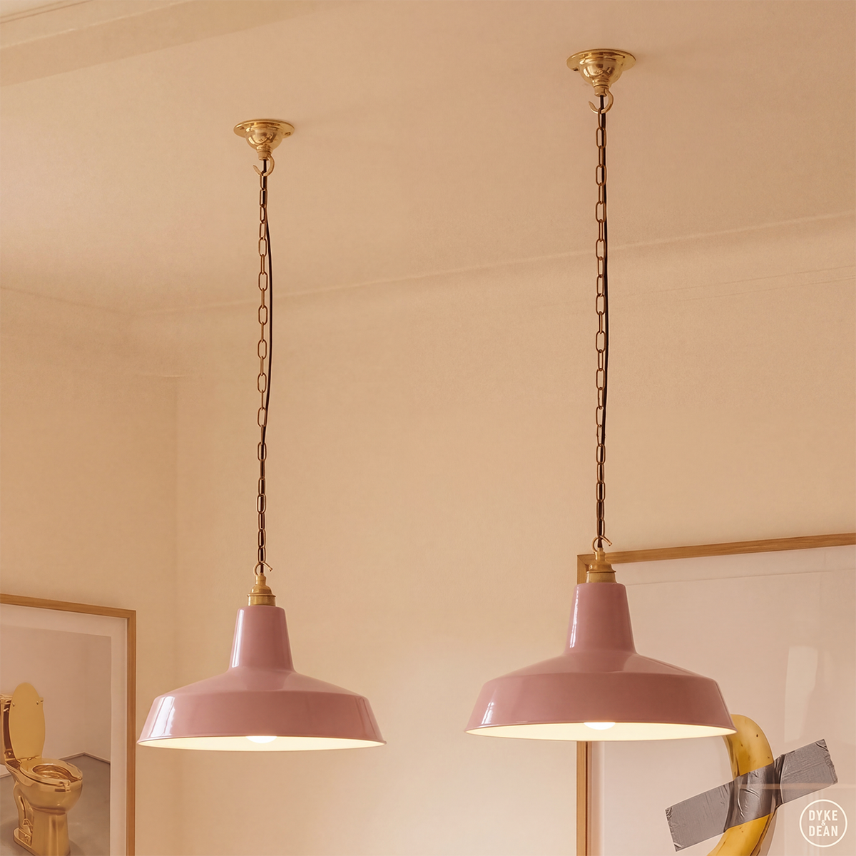 DYKE & DEAN PENDANT LAMPSHADE PINK WITH HOOK & CHAIN SET