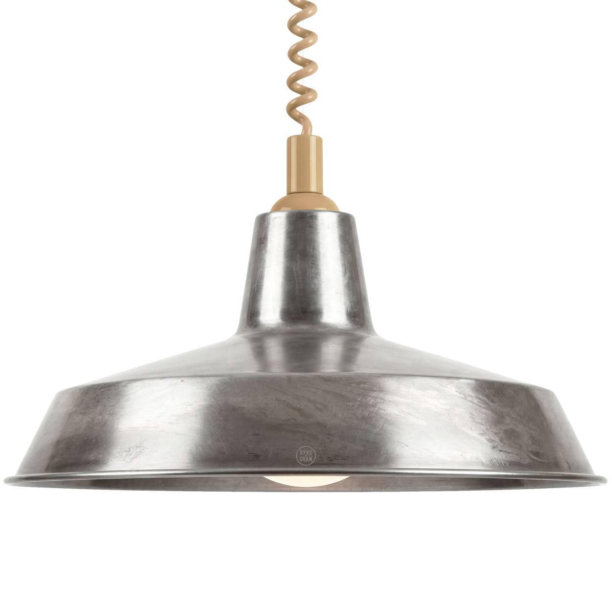 DYKE & DEAN PENDANT LAMPSHADE RAW METAL WITH RETRACTABLE SPRING
