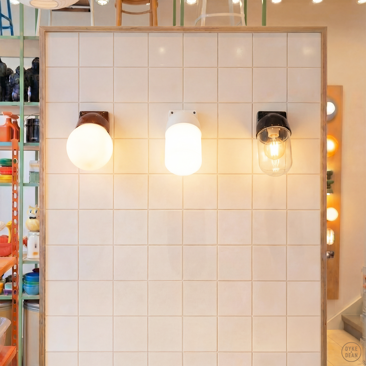 BLACK GLOBE PORCELAIN WATERPROOF ANGLED WALL LIGHT