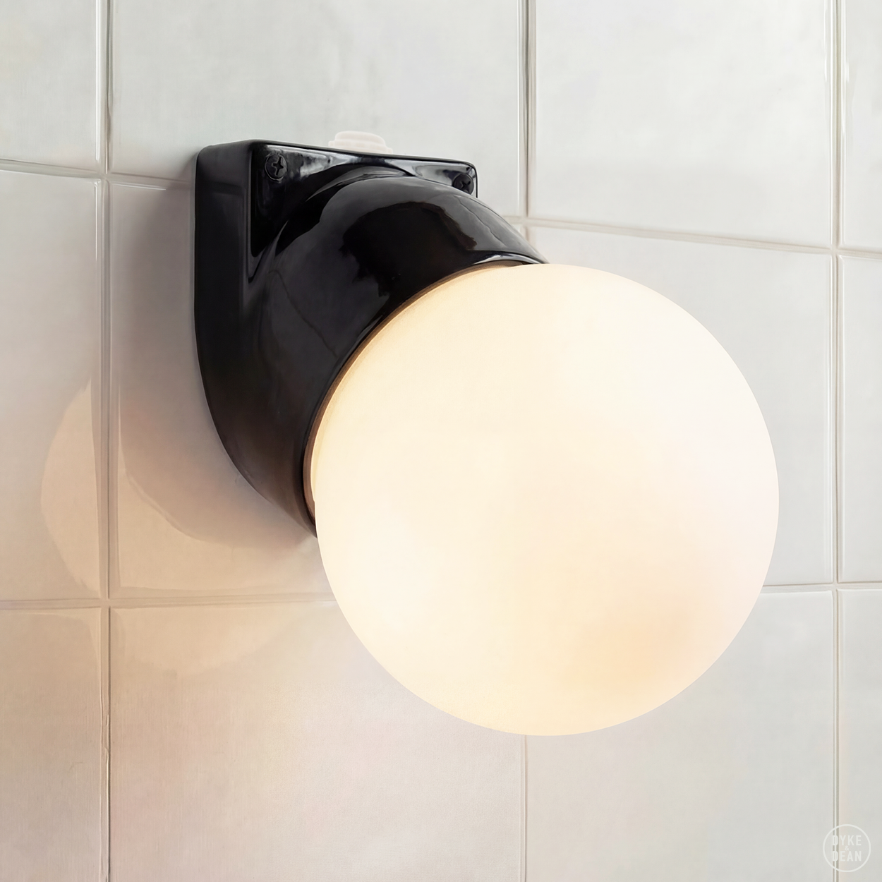 BLACK GLOBE PORCELAIN WATERPROOF ANGLED WALL LIGHT