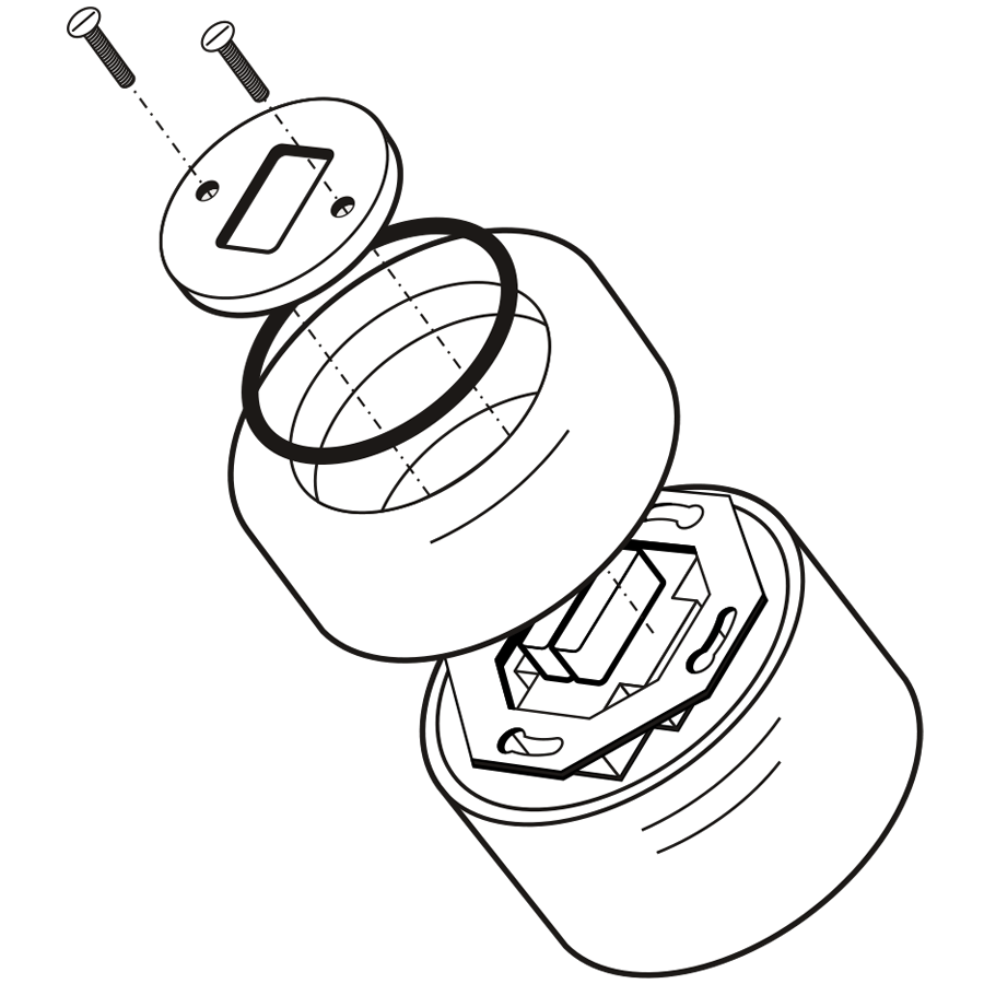 PORCELAIN ROUND SURFACE MOUNTED DOUBLE SLIM BUTTON SWITCH ASH GREY