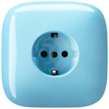 Square porcelain wall socket schuko pastel blue