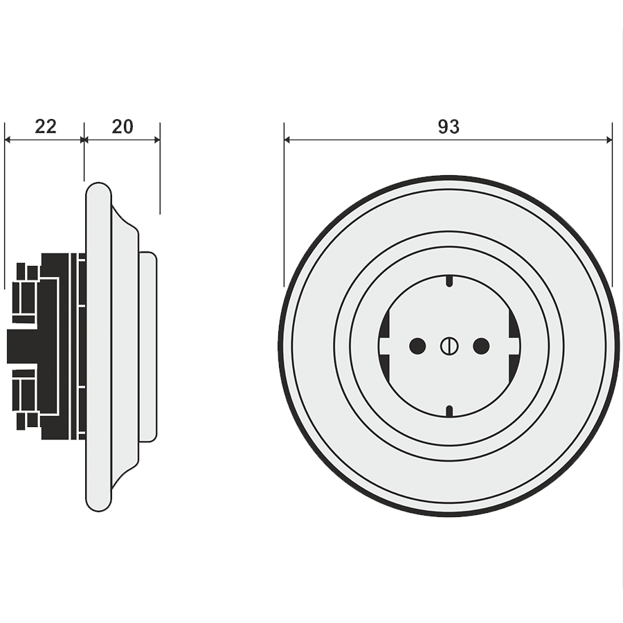 PORCELAIN WALL SOCKET CARROT SCHUKO