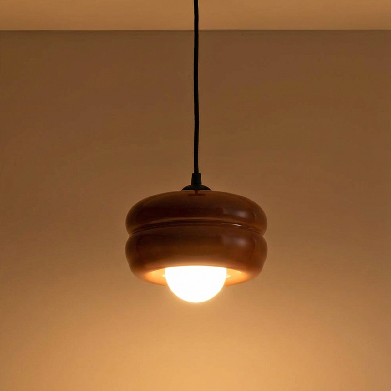 BROWN ORBIT GLASS GLOBE PENDANT LIGHT