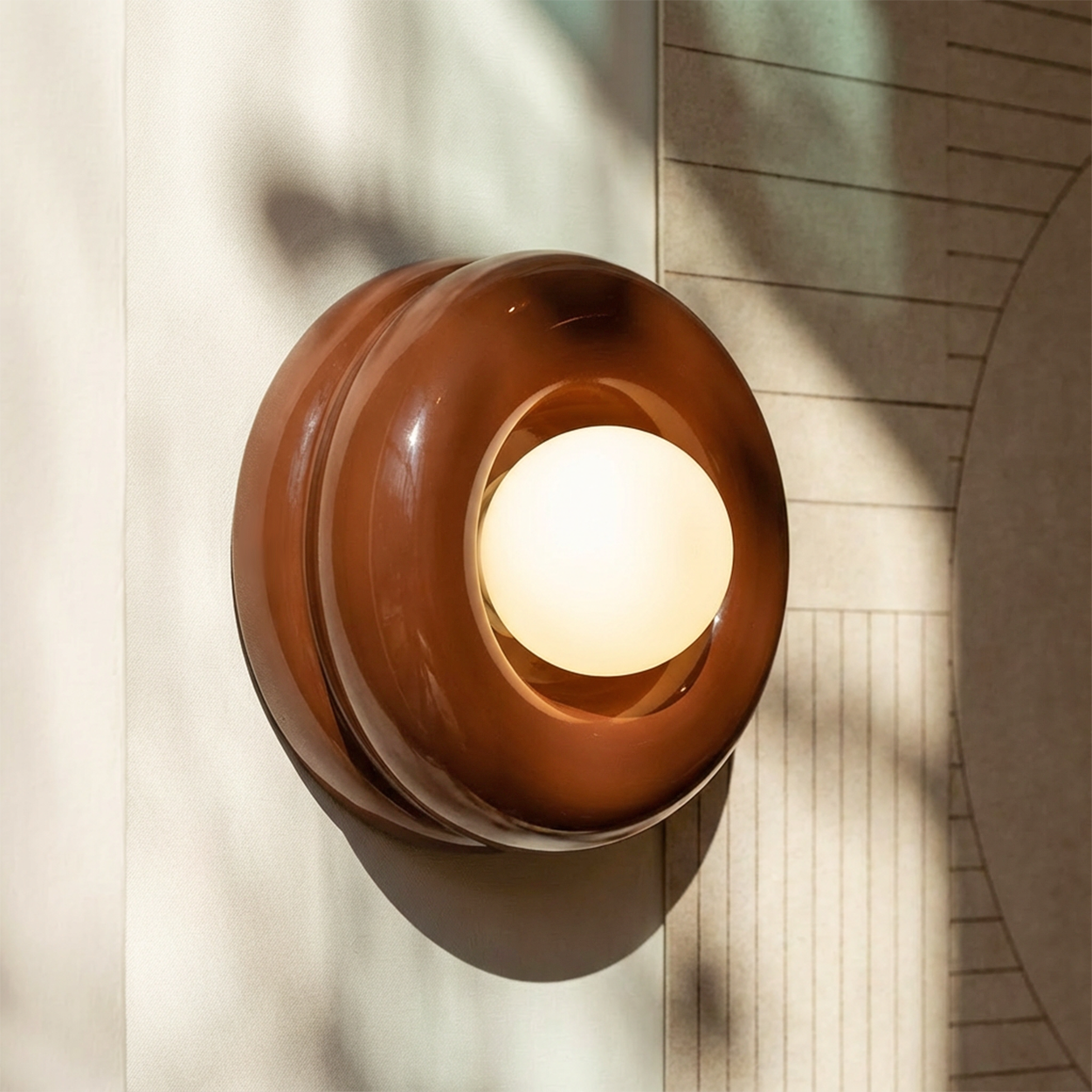 BROWN ORBIT GLASS GLOBE WALL CEILING LIGHT