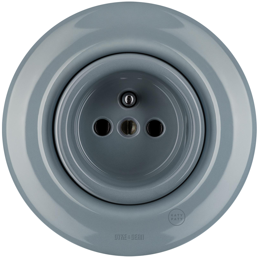 PORCELAIN 2 PIN WALL SOCKET ASH GREY