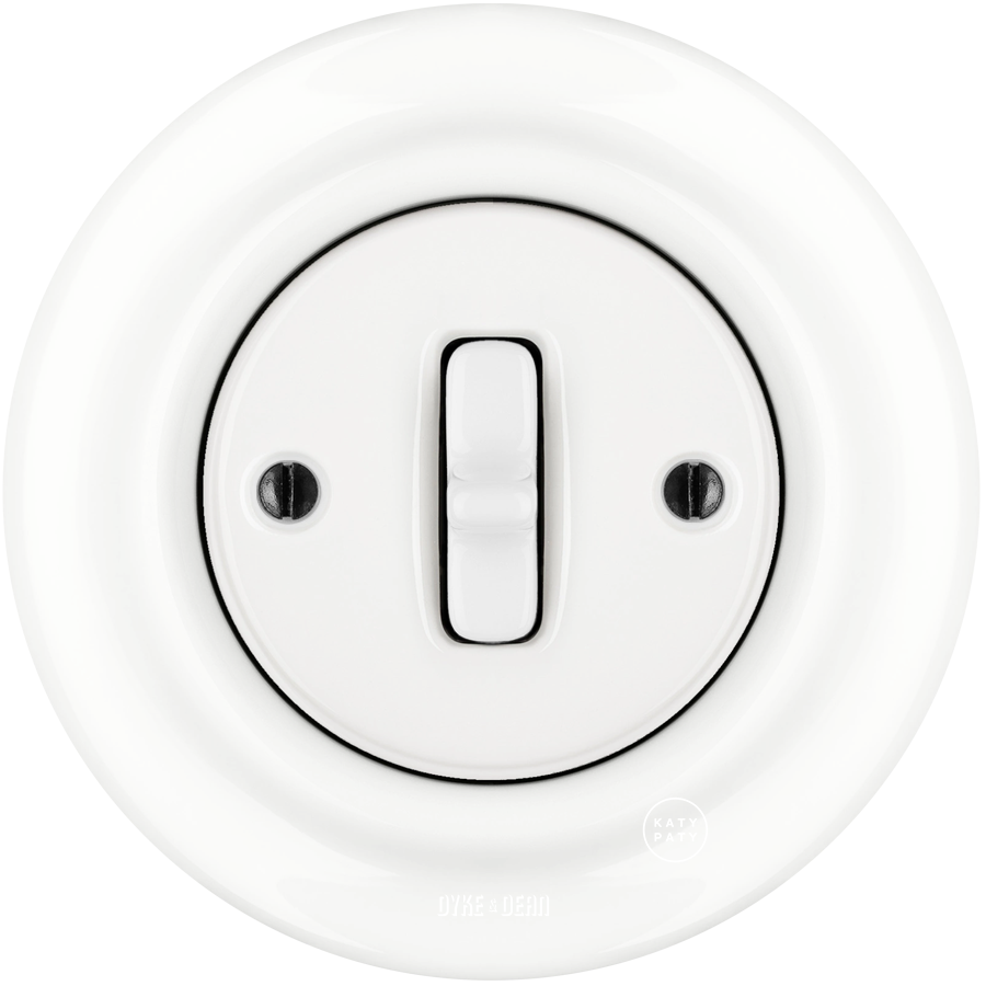 PORCELAIN WALL LIGHT SWITCH WHITE TOGGLE