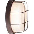 BROWN CAGED INDUSTRIAL ROUND WALL & CEILING BULKHEAD LIGHT