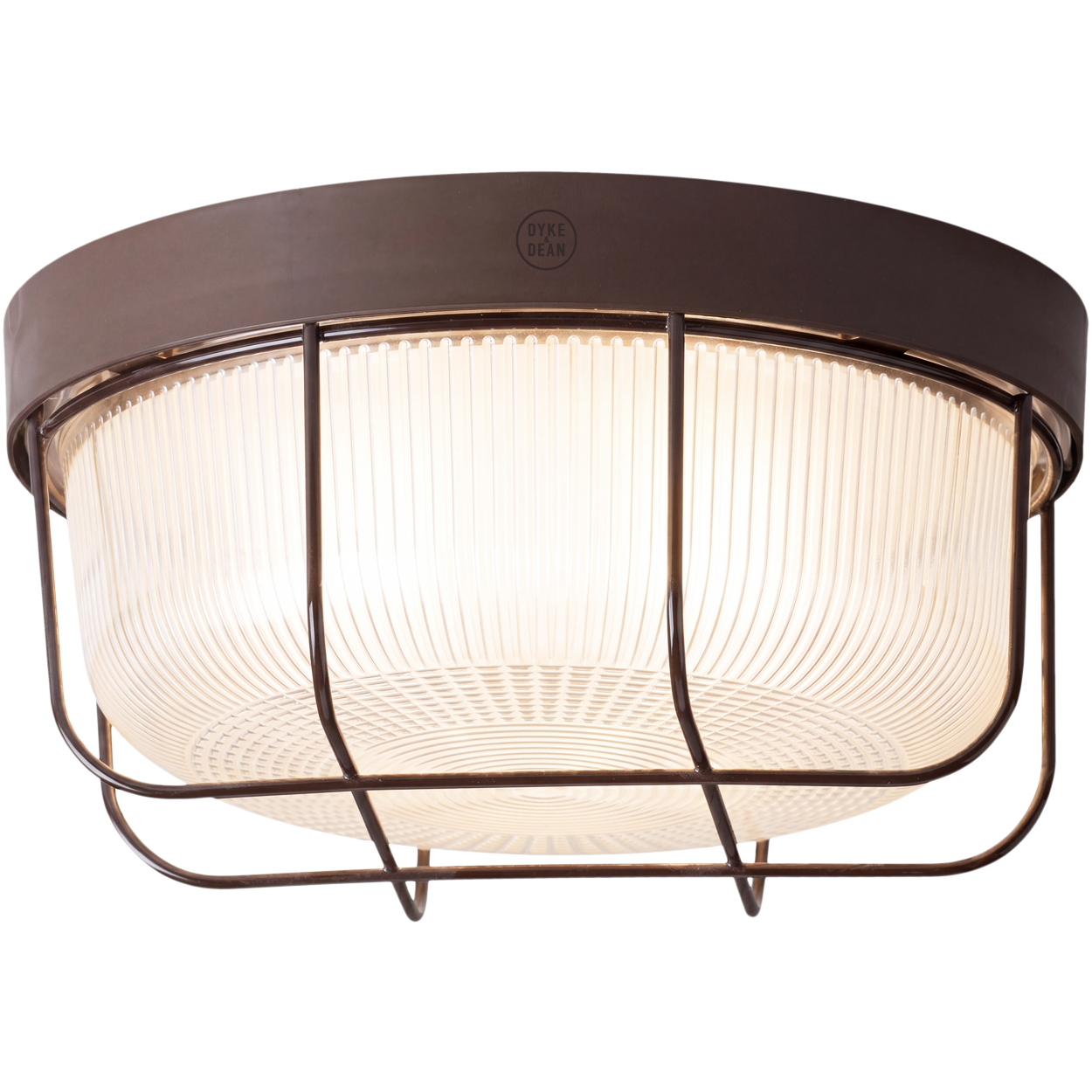 BROWN CAGED INDUSTRIAL ROUND WALL & CEILING BULKHEAD LIGHT