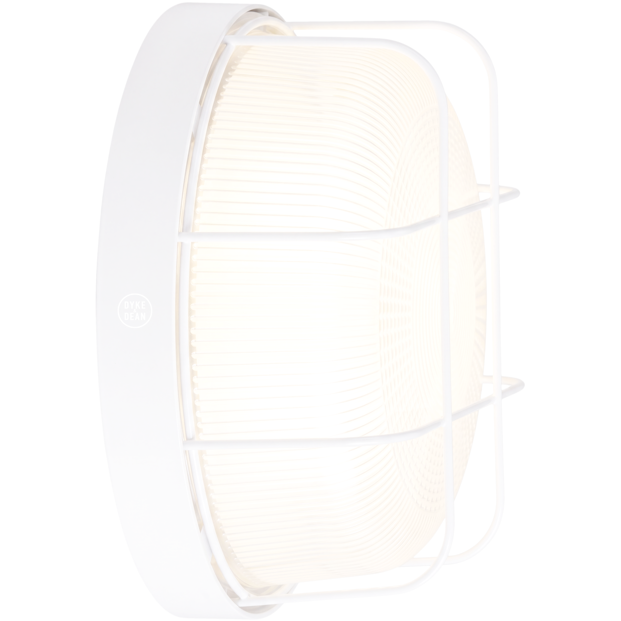 WHITE CAGED INDUSTRIAL ROUND WALL & CEILING BULKHEAD LIGHT