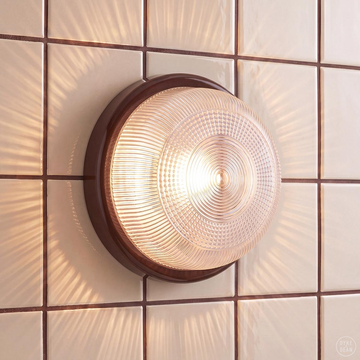 BROWN RIM ROUND WALL & CEILING BULKHEAD LIGHT