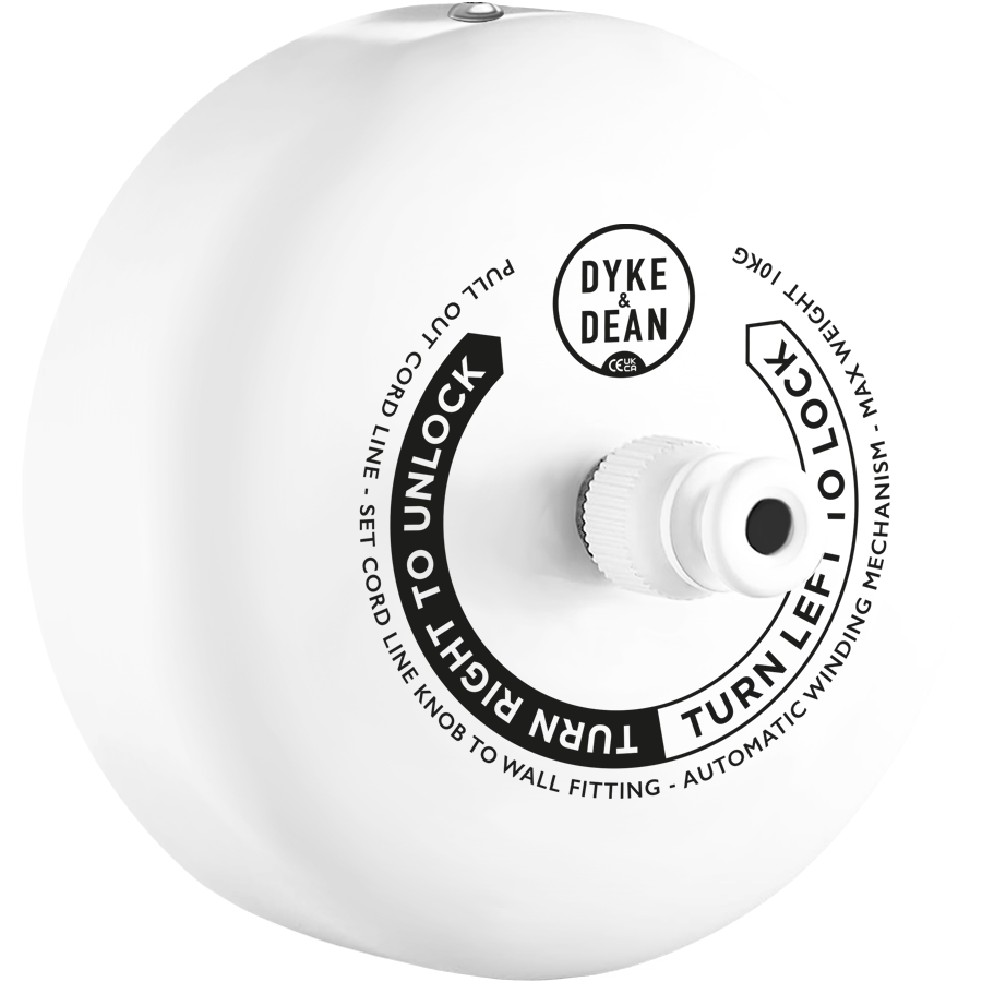 HOTEL RETRACTABLE CLOTHING LINE MATT WHITE - HARDWARE - DYKE & DEAN  - Homewares | Lighting | Modern Home Furnishings