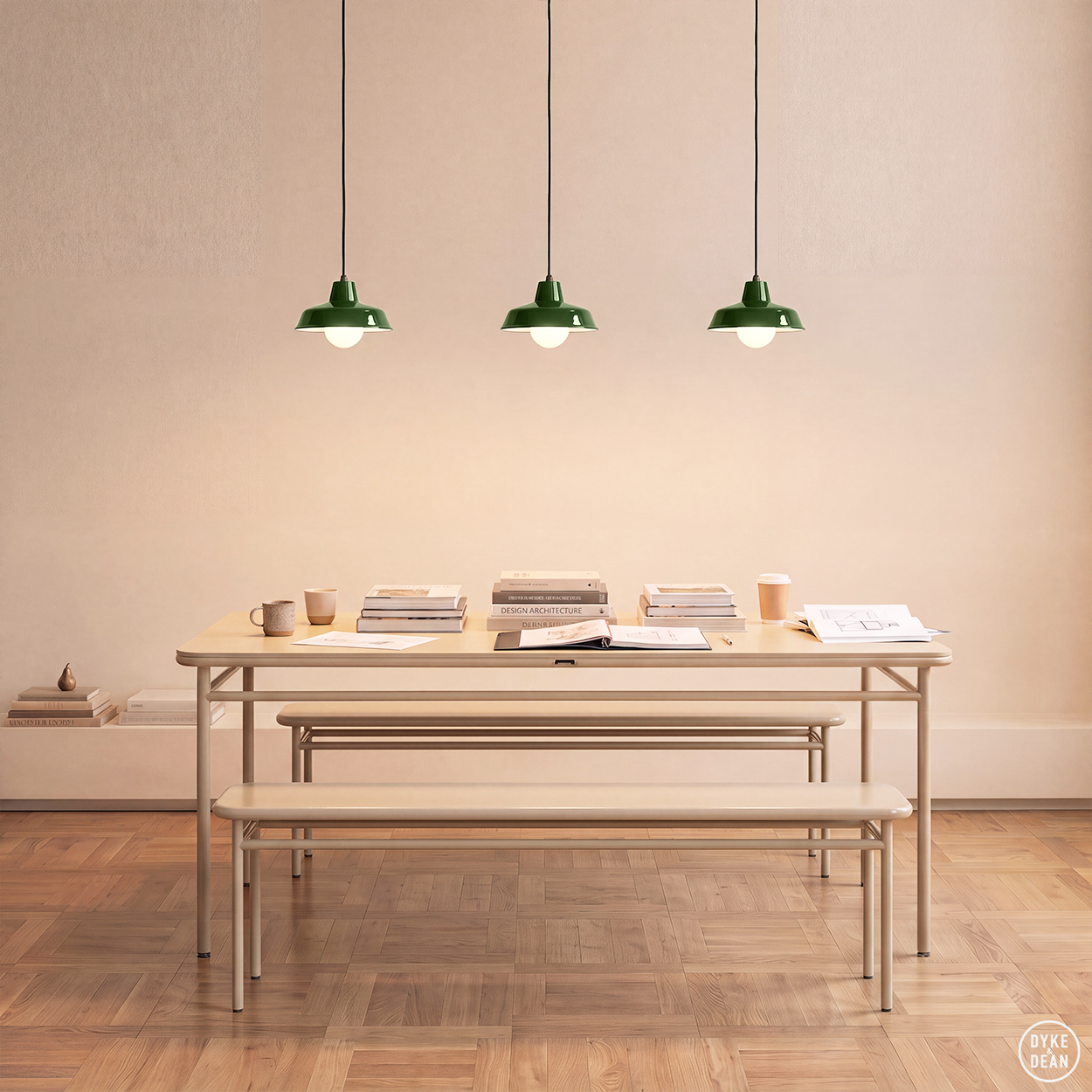 DYKE & DEAN SMALL PENDANT LAMPSHADE MOSS GREEN E27 BULB HOLDER