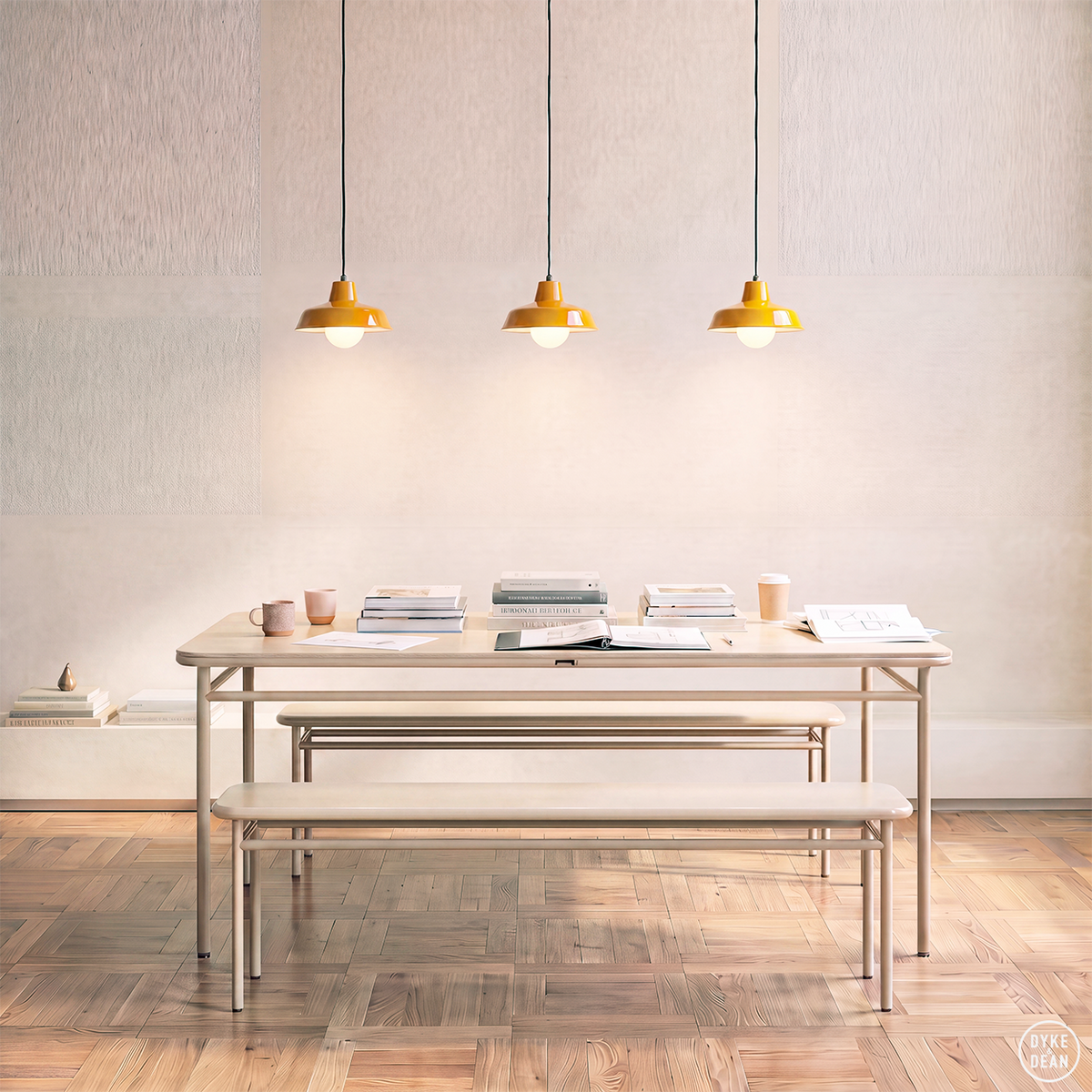 DYKE & DEAN SMALL PENDANT LAMPSHADE YELLOW E27 BULB HOLDER