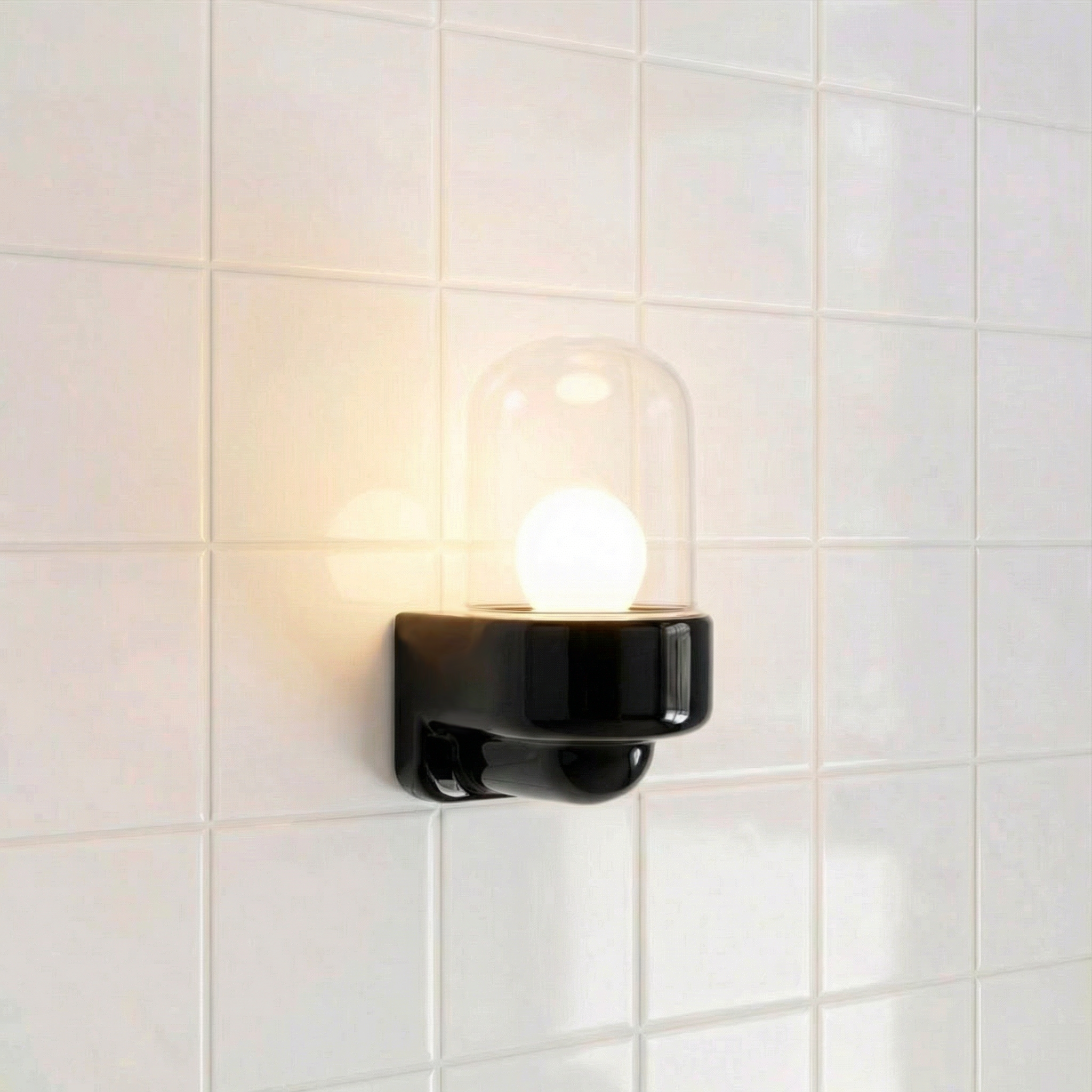 BLACK CLEAR PORCELAIN WATERPROOF SAUNA WALL LIGHT