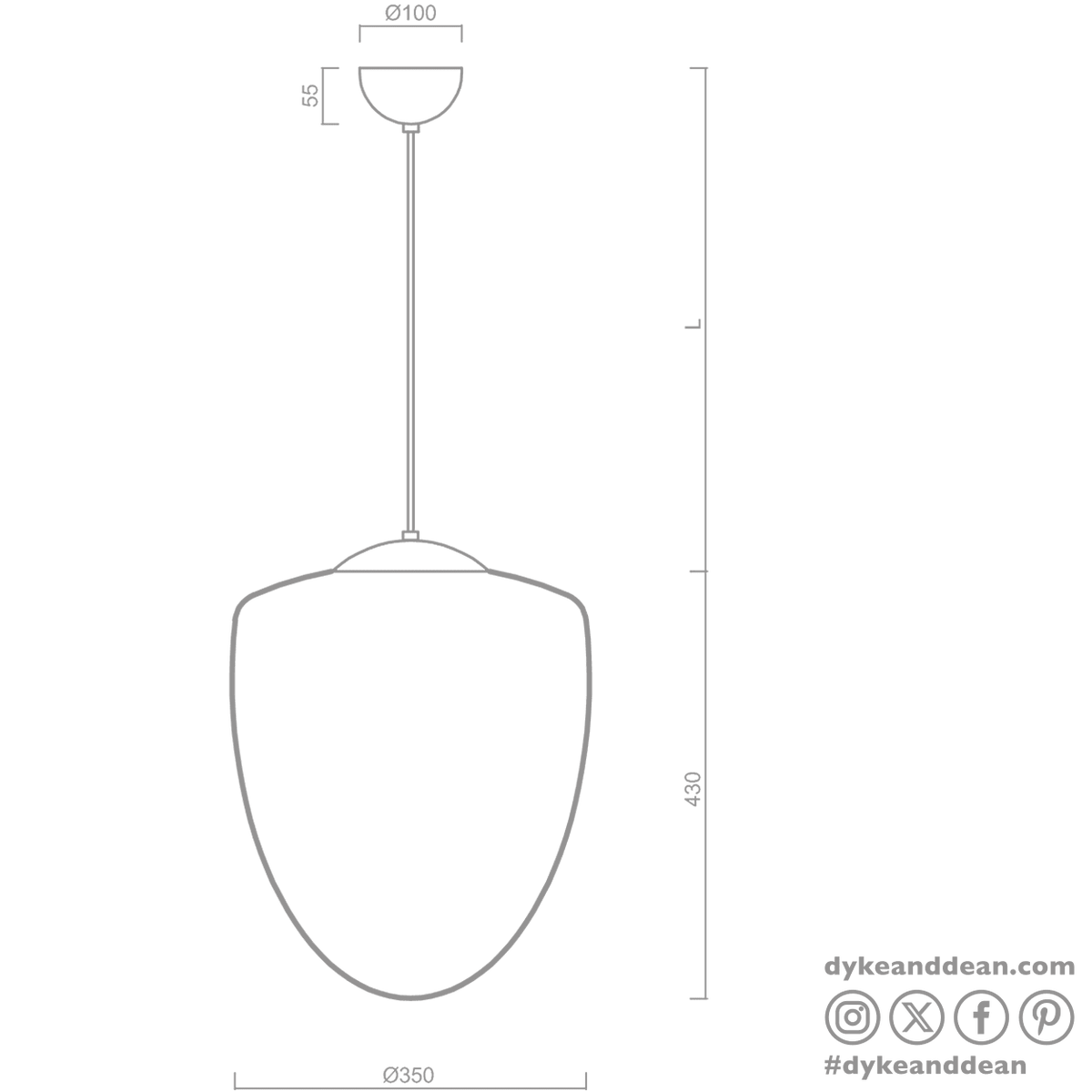ACORN PENDANT BLACK 350mm - DYKE & DEAN