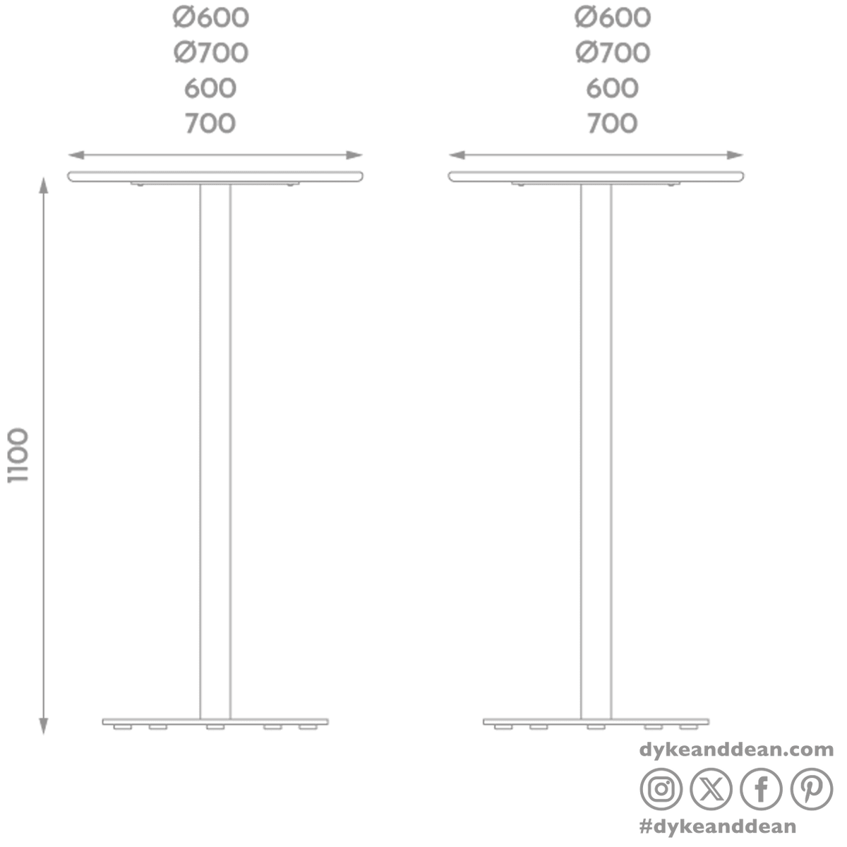 ADICO PLANA ROUND FOLDING HIGH TABLE WOOD TOP - DYKE & DEAN