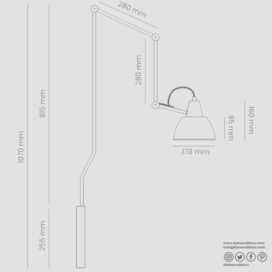 AIDA WALL AND CEILING LONG ADJUSTABLE ARM LIGHT SHADE CREAM - DYKE & DEAN