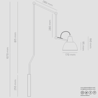 AIDA WALL AND CEILING LONG ADJUSTABLE ARM LIGHT SHADE CREAM - DYKE & DEAN
