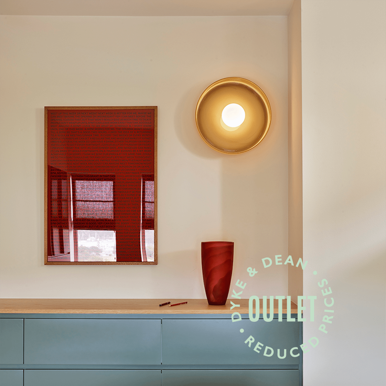 AMBER GLASS SCONCE WALL LIGHT SMALL OUTLET - DYKE & DEAN
