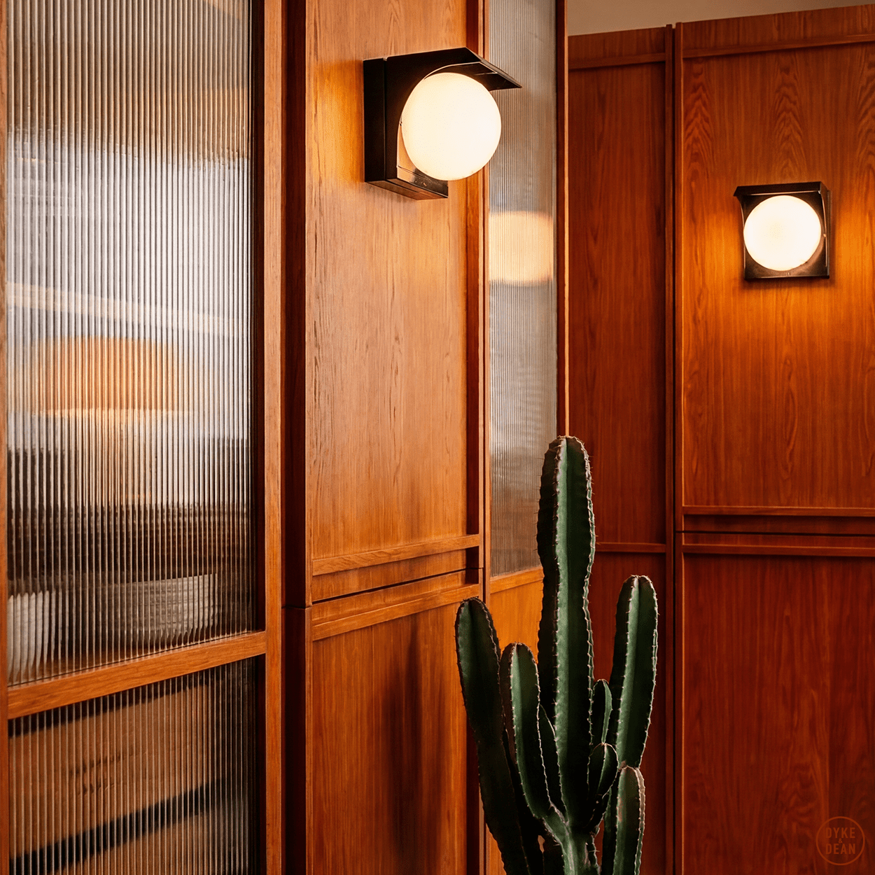 BAKELITE COVERED LIGHT FROSTED GLASS - DYKE & DEAN