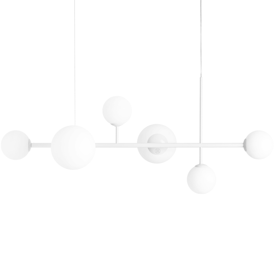 BATON ROD GLOBE PENDANT 6 LIGHT WHITE - DYKE & DEAN