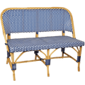 BISTRO RATTAN BANQUETTE BENCH SQUARES NAVY WHITE - DYKE & DEAN