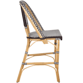 BISTRO RATTAN BAR CHAIR SQUARES BLUE WHITE - DYKE & DEAN