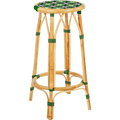 BISTRO RATTAN BAR STOOL CROSSES GREEN WHITE - DYKE & DEAN