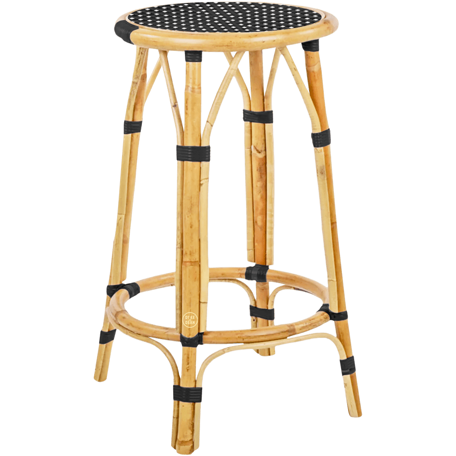 BISTRO RATTAN COUNTER STOOL SQUARE BLACK WHITE - DYKE & DEAN