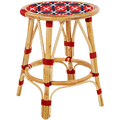 BISTRO RATTAN COURT STOOL CROSSES RED - DYKE & DEAN
