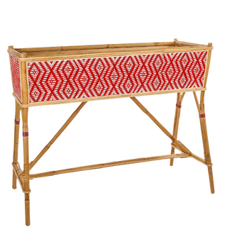 BISTRO RATTAN PLANTER WITH STAND DIAMONDS RED WHITE - DYKE & DEAN