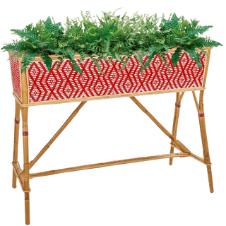 BISTRO RATTAN PLANTER WITH STAND DIAMONDS RED WHITE - DYKE & DEAN