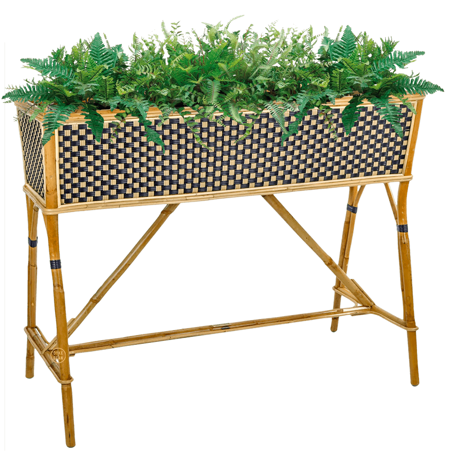 BISTRO RATTAN PLANTER WITH STAND SQUARES BLACK GOLD - DYKE & DEAN