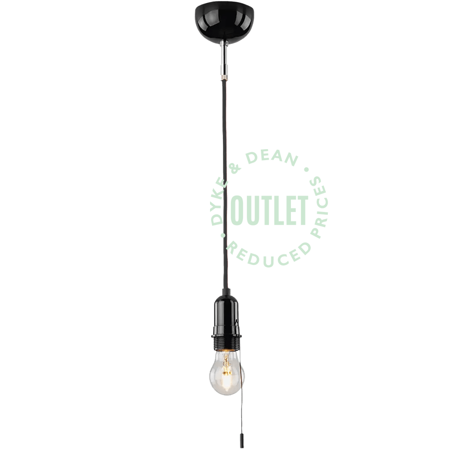 BLACK BAKELITE PENDANT LAMP WITH PULL SWITCH OUTLET - DYKE & DEAN