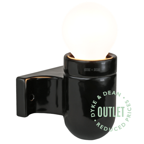 BLACK CERAMIC E27 WALL LIGHT FITTING OUTLET - DYKE & DEAN