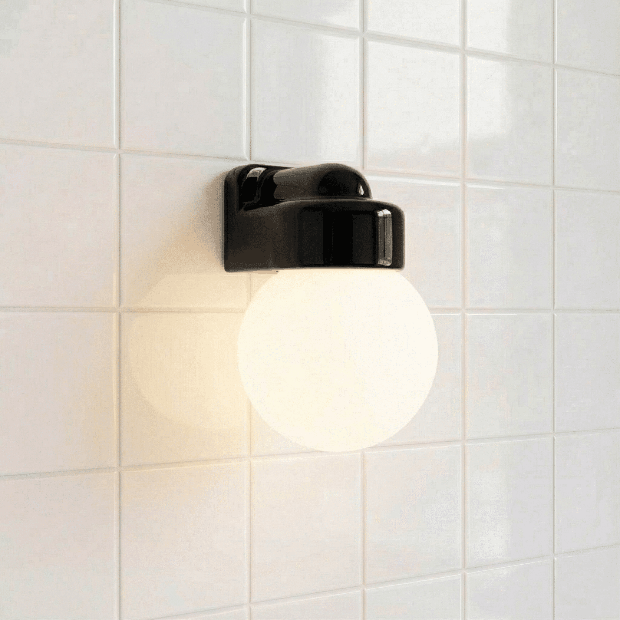 BLACK GLOBE PORCELAIN WATERPROOF SAUNA WALL LIGHT - DYKE & DEAN